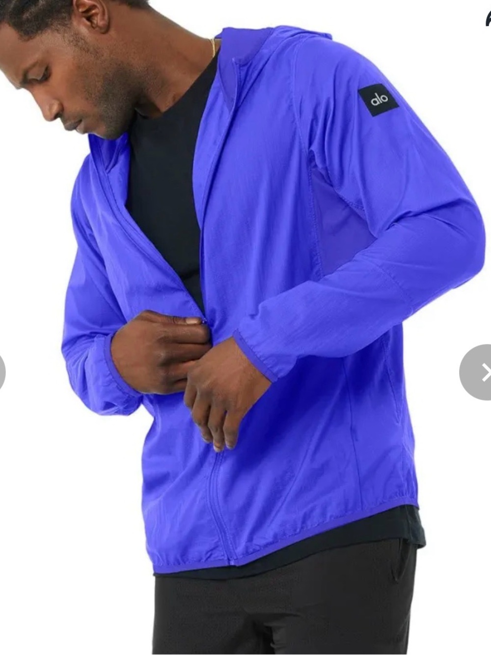 ALO Yoga Repeat Running Jacket Men’s Electric Blue Windbreaker Jacket Hoodie - Picture 7 of 8